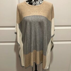 Calvin Klein Tan and Gray Poncho with Geometric Design